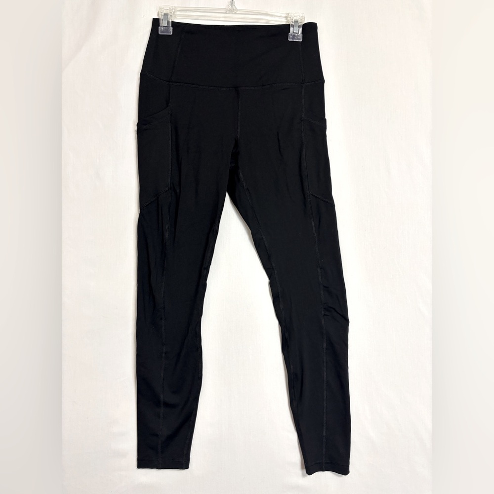 Hypertek High Waist Leggings‎ Womens M Black Side Pocket Athletic Gym Athleisure